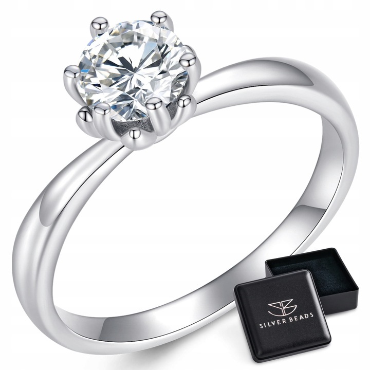PM0416 Srebrny pierścionek R16 Moissanit 0,8ct srebro 925