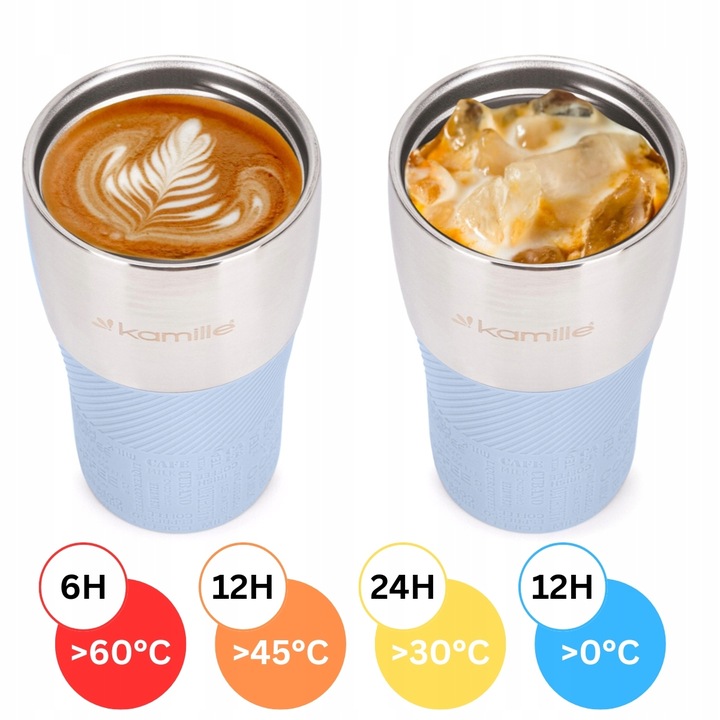 KUBEK TERMICZNY stalowy TERMOS do kawy herbaty szczelny KAMILLE 320ml