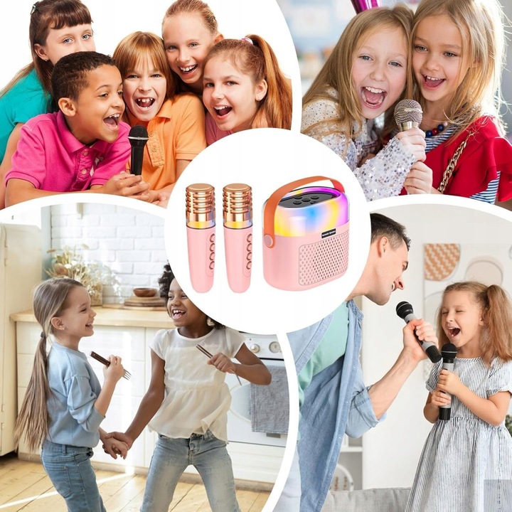 PRZENOŚNY BEZPRZEWODOWY ZESTAW KARAOKE GŁOŚNIK BLUETOOTH 2X MIKROFON RGB