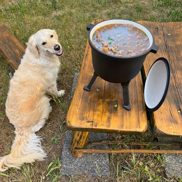 KOCIOŁEK ŻELIWNY EMALIOWANY GARNEK myśliwski węgierski 10L OGNISKO GRILL