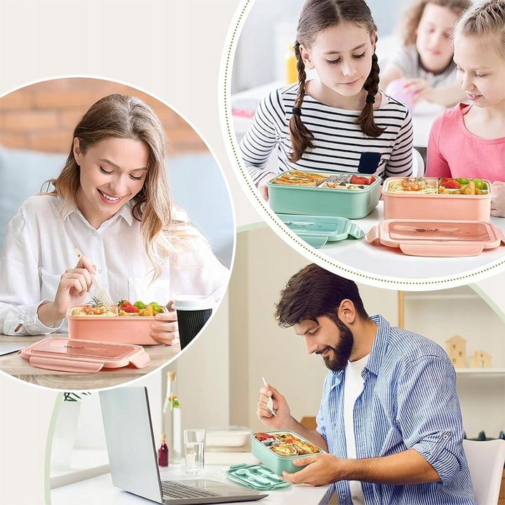 ŚNIADANIÓWKA LUNCHBOX POJEMNIK BOX BENTO 1400ML DZIECKA PUDEŁKO DO SZKOŁY