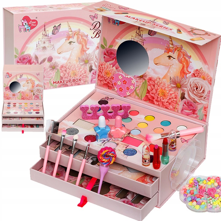 ZESTAW KOSMETYKÓW DO MAKIJAŻU MAKE UP KUFEREK NA KOSMETYKI CIENIE LAKIERY