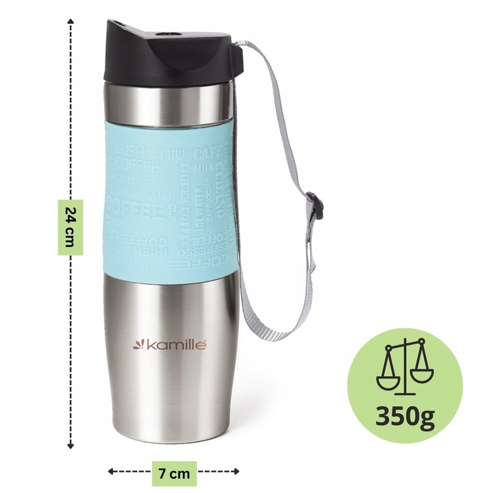 KUBEK TERMICZNY do kawy herbaty TERMOS BUTELKA bidon KAMILLE 480ml
