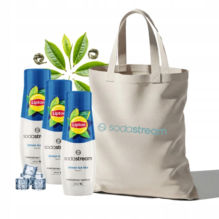 Zestaw Syrop do wody SodaStream Lipton Lemon Ice Tea 3x440ml + Torba GRATIS