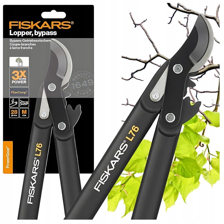 Sekator FISKARS L76 nożycowy OGRODOWY DO CIĘCIA GRUBYCH GAŁĘZI 56cm