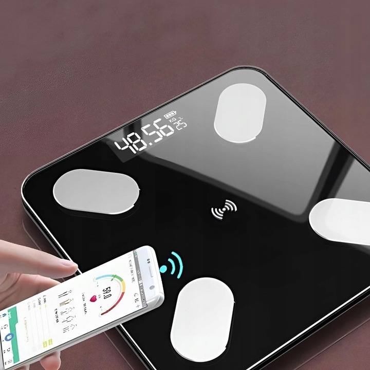 WAGA ŁAZIENKOWA BLUETOOTH SMART 25w1 180Kg ANALITYCZNA INTELIGENTNA + METR