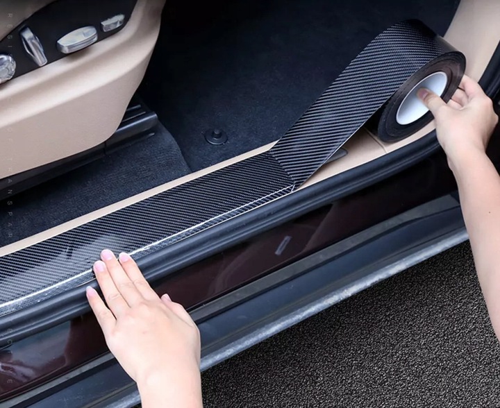 TAŚMA FOLIA CARBON NA PROGI OCHRONNA GRUBA ZABEZPIECZAJĄCA PROGI + RAKLA