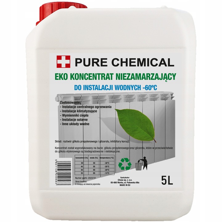 GLIKOL PROPYLENOWY KONCENTRA DO C.O EKOLOGICZNY PŁYN SOLARNY -60°C 5L