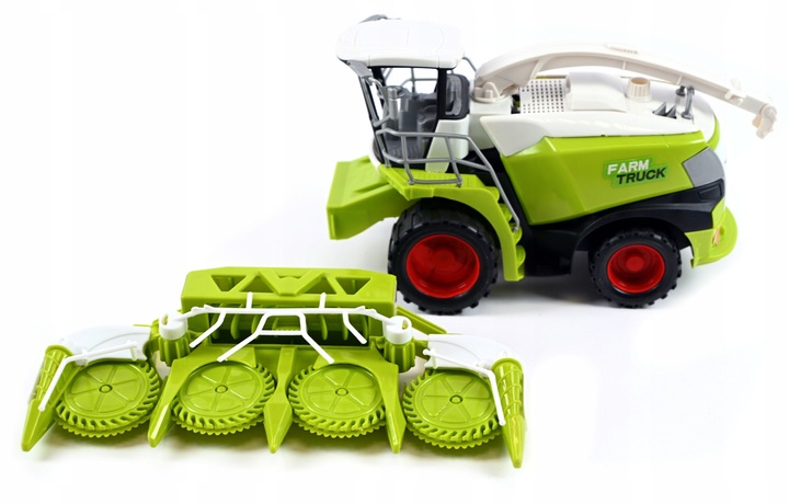 DUŻY KOMBAJN DO KUKURYDZY HEDER RUCHOME ELEMENTY ZIELONA MASZYNA ROLNICZA