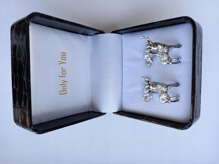 Srebrne spinki do mankietów koszuli EXC Jeleń Daniel dla Myśliwego Leśnika