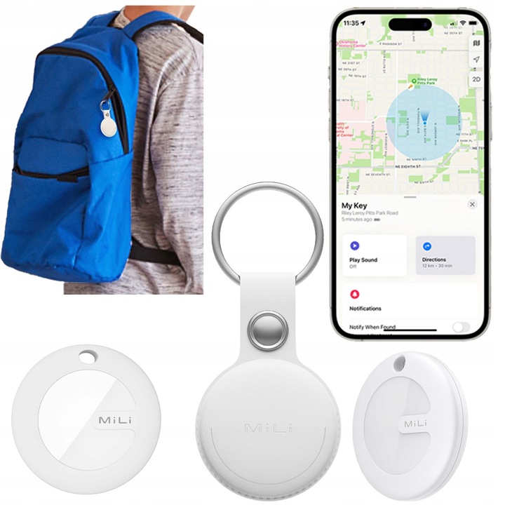 Lokalizator GPS MiTag MiLi do iOS + Etui Brelok do plecaka kluczy dla psa