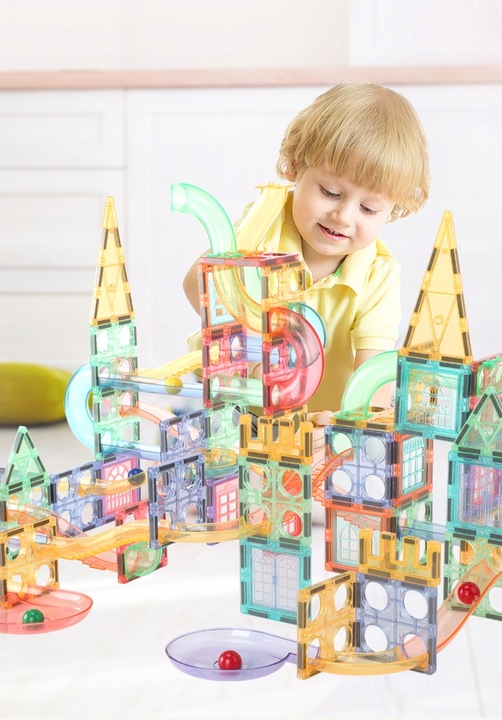 Klocki magnetyczne dla dzieci duże edukacyjne zestaw tor konstrukcyjny 158e