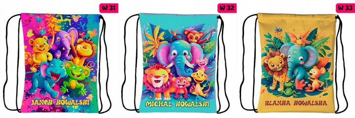 Worek plecak dla dzieci do przedszkola szkoły PERSONALIZOWANY różne wzory