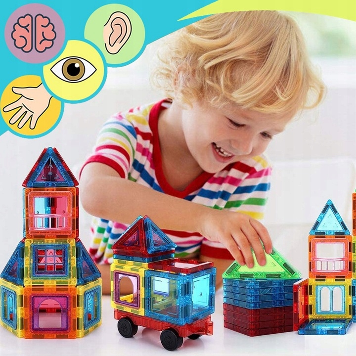 Klocki magnetyczne zestaw panele konstrukcyjne okienka duże 3D 80 el