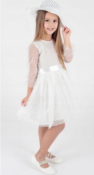 SUKIENKA ELEGANCKA TIUL KAPELUSZ biel 7/8 H110A