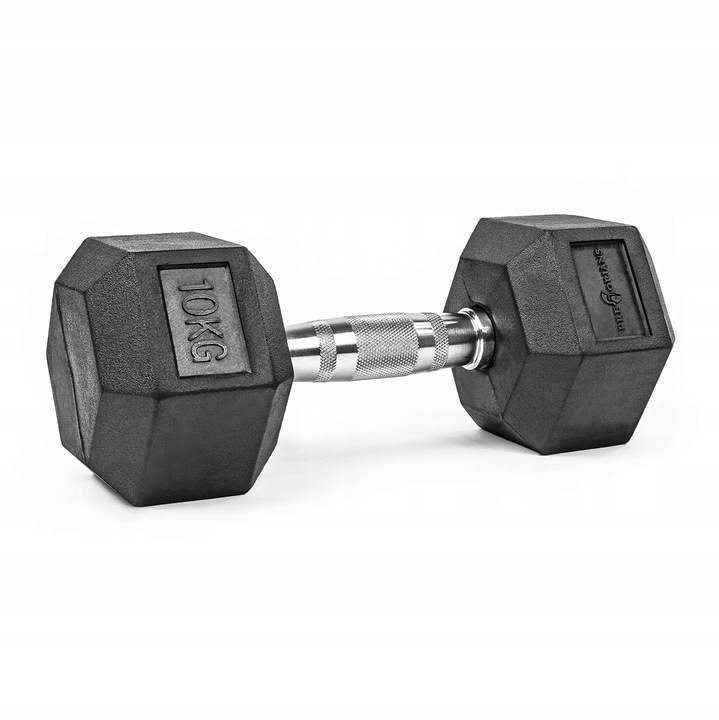 HANTEL SZTANGIELKA CIĘŻAREK HEX STAŁY CIĘŻAR OGUMOWANY POWLEKANY 10KG