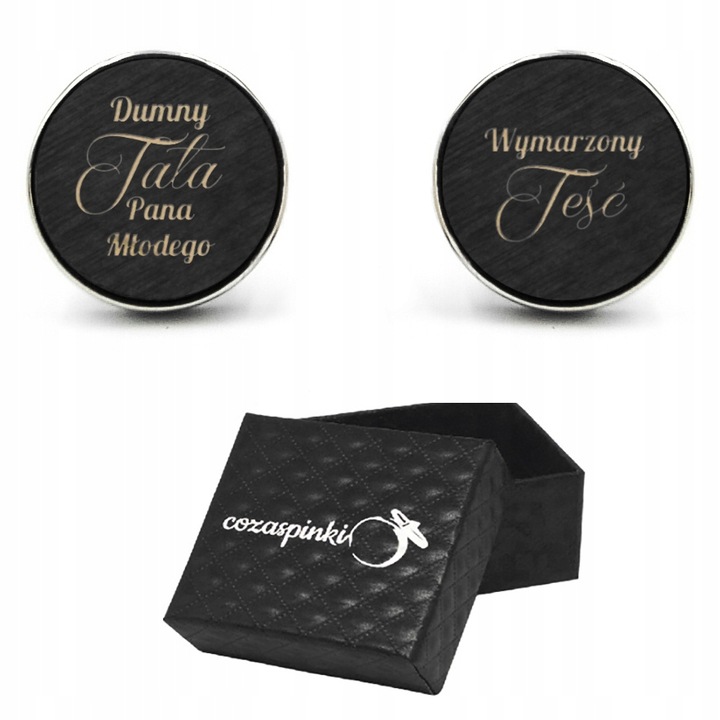 Spinki do mankietów drewniane z grawerem TATA/TEŚĆ