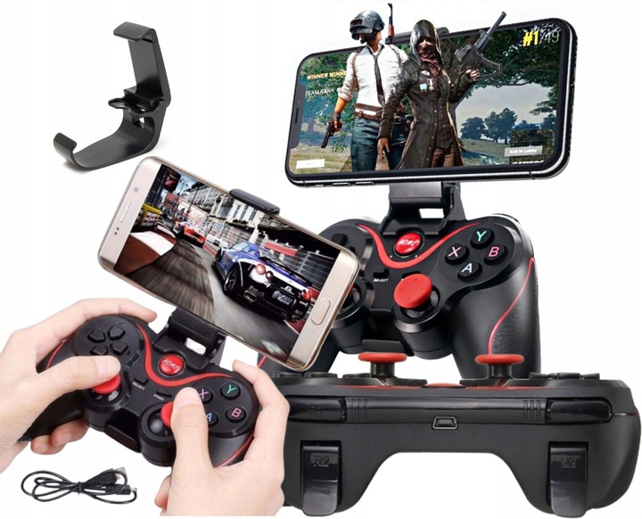 BEZPRZEWODOWY GAMEPAD PAD DO TELEFONU ANDROID iOS TV box PC Z UCHWYTEM