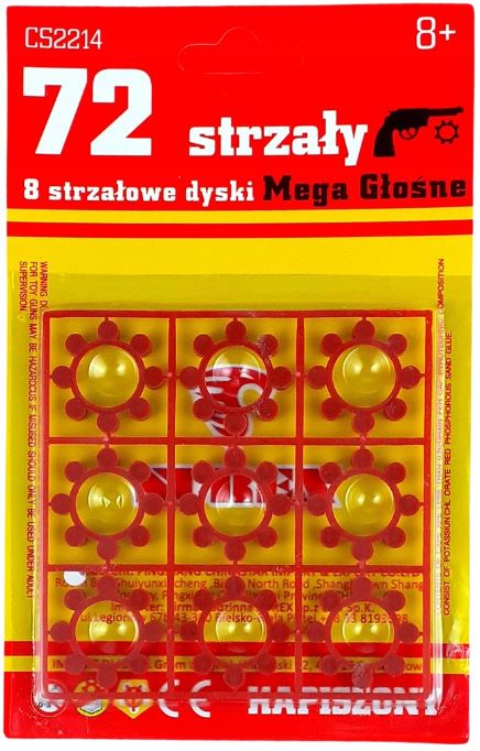 KAPISZONY HUKOWE SPŁONKA 8-strzałowe DO PISTOLETU 1440 STRZAŁY + 72 GRATIS