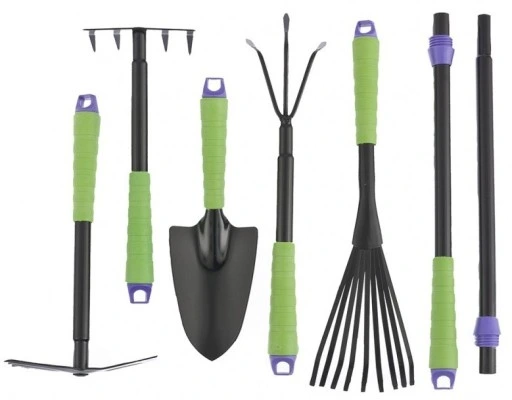 ZESTAW NARZĘDZI OGRODOWYCH ŁOPATKA WIDEŁKI 7 ELEMENTÓW SOLIDNY UNIWERSALNY