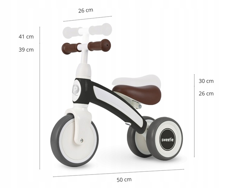 Qplay Pojazd Rowerek Trójkołowy Sweetie Dark Grey Wygodny i Stylowy Design