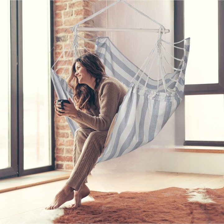 HAMAK FOTEL WISZĄCY OGRODOWY BRAZYLIJSKI BUJANY HUŚTAWKA KOKON SZARY