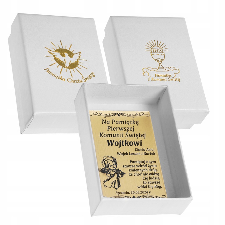 ŁAŃCUSZEK SREBRNY MEDALIK KOMUNIJNY CUDOWNY NA KOMUNIĘ NA CHRZEST NA ROCZEK