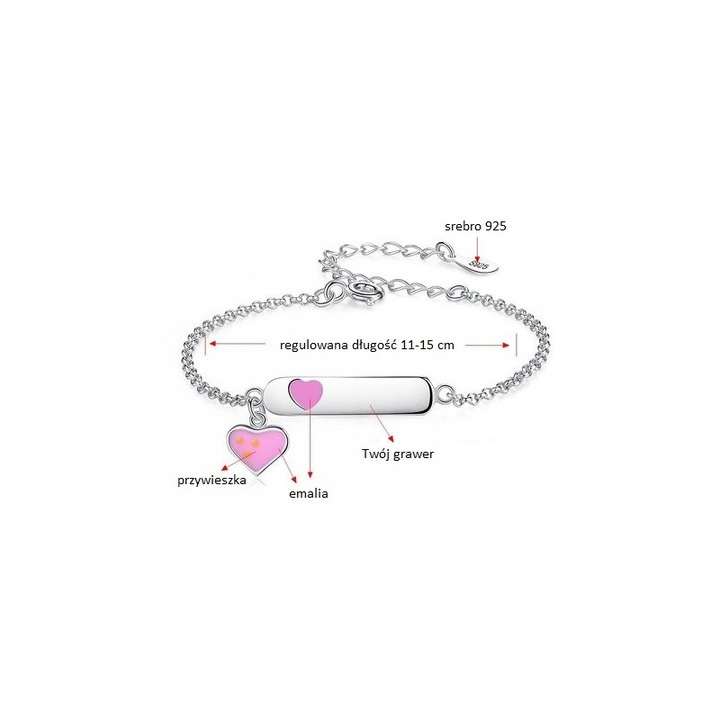 Bransoletka personalizowana z grawerem, srebro 925