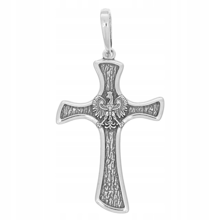 Krzyżyk srebrny z Orłem patriotyczny Bóg Honor Ojczyzna srebro pr 925 SK003