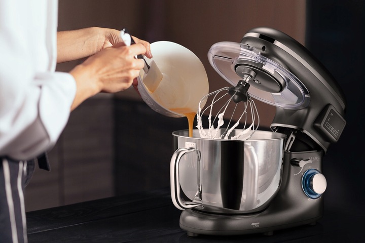 Robot planetarny z podgrzewaną misą Kuchenny Srebrny MISA 6L DUŻA MOC 3000W