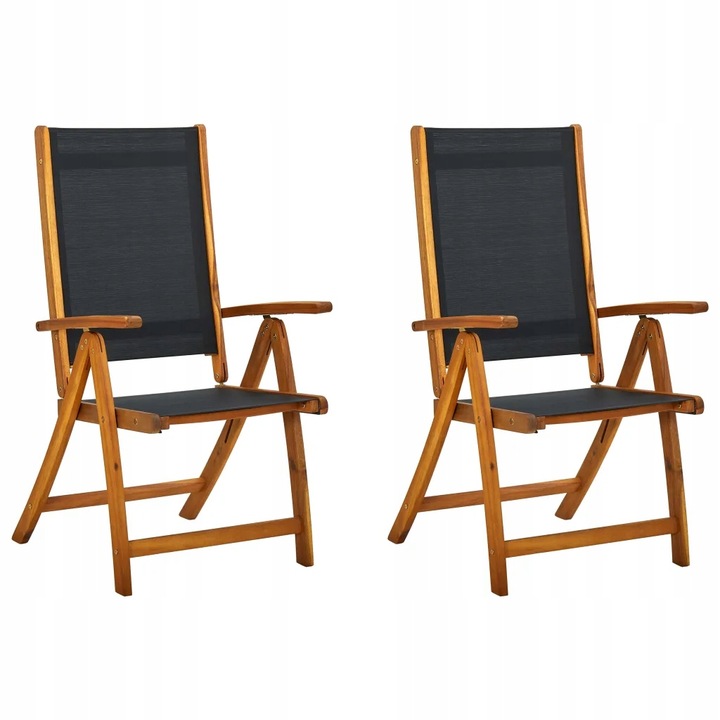 Składane krzesła ogrodowe, 2 szt., drewno akacjowe i textilene