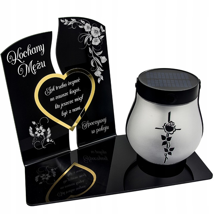 WIECZNY ZNICZ SOLARNY LED Statuetka dla MĘŻA na Grób Wszystkich Świętych
