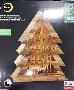 CHOINKA DREWNIANA las 10led 34cm TIMER BRĄZOWA