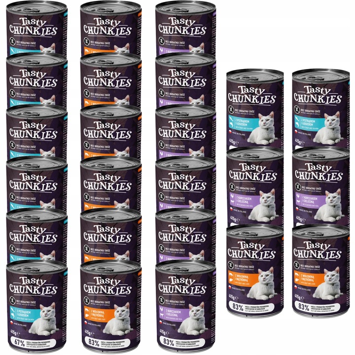 Tasty Chunkies GRAIN-FREE dla KOTA Mix smaków MEGA ZESTAW 24x415g