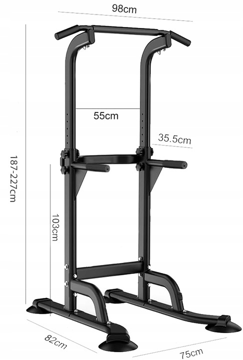 Poręcze do ćwiczeń dipów drążek do podciągania regulowany 187-227 cm