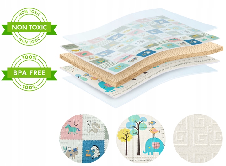 Mata piankowa składana dwustronna duża edukacyjna dla dzieci XPE 180x200 cm