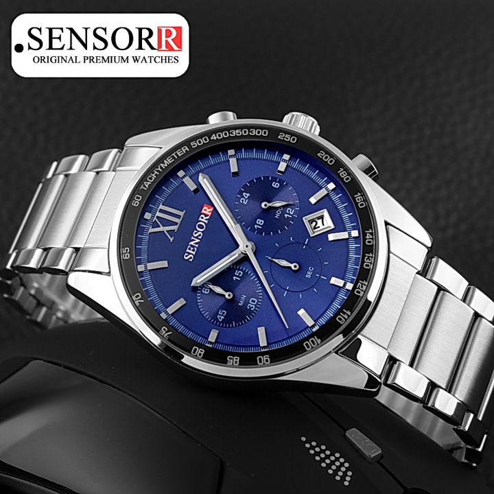 ORYGINALNY ZEGAREK MĘSKI WSKAZÓWKOWY SENSORR NA BRANSOLECIE STAL 304