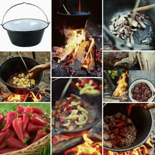 KOCIOŁEK WĘGIERSKI EMALIOWANY TRÓJNÓG GULASZ 14L