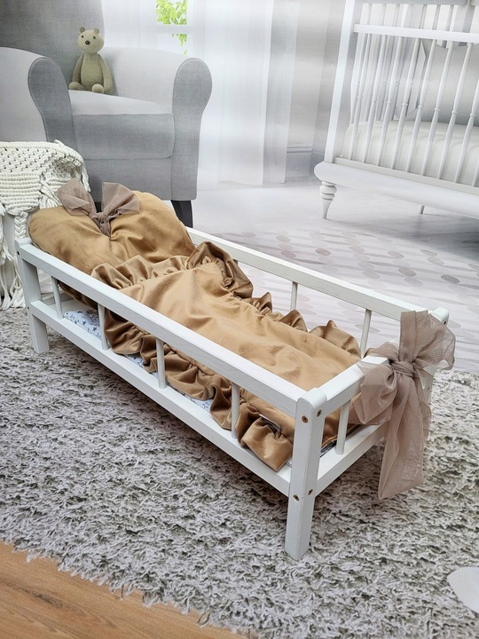 2w1 Łóżeczko – Kołyska XXL duże dla lalek z 3 elementową pościelą PL