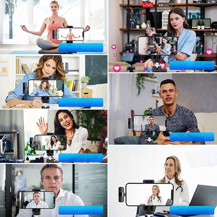 MIKROFON KRAWATOWY BEZPRZEWODOWY IPHONE BLUETOOTH USB C DO TELEFONU ANDROID