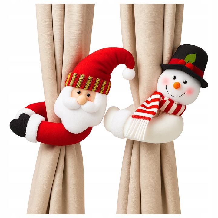 2x MIKOŁAJ BAŁWAN GNOM ŚWIĄTECZNY Klips Do firanek I Zasłon Zapinka OZDOBA