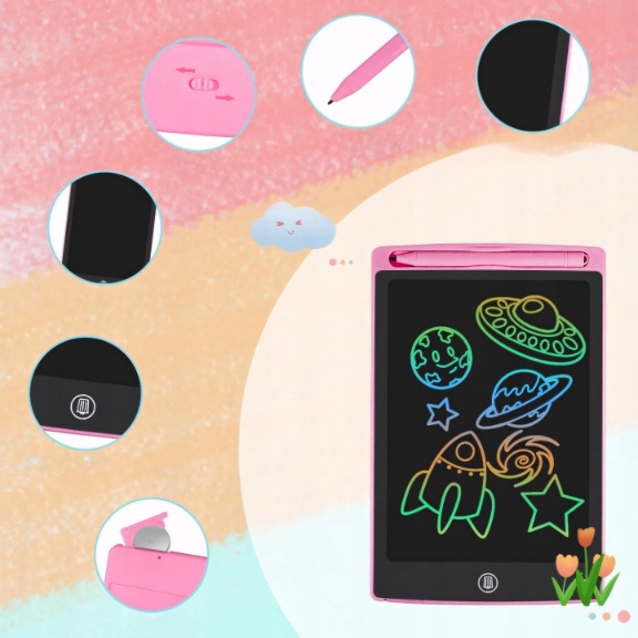 TABLET GRAFICZNY DO RYSOWANIA DLA DZIECI EDUKACYJNY ZNIKOPIS MULTIKOLOR