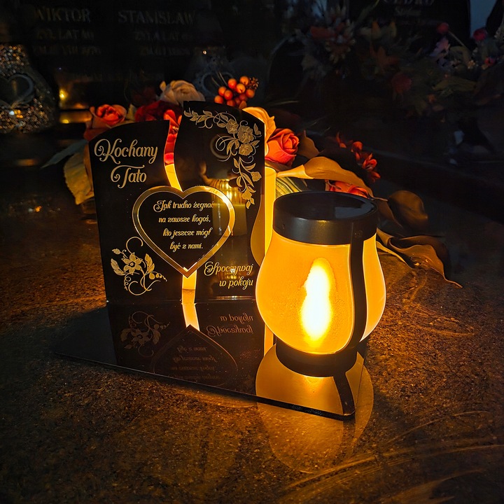 WIECZNY ZNICZ SOLARNY LED Statuetka dla TATY na Grób Wszystkich Świętych