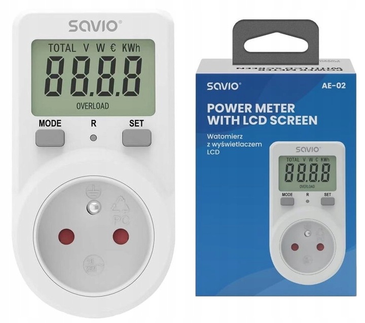 Watomierz Licznik Poboru Kosztu Energii Zużycia Prądu Mocy do Gniazdka kWh