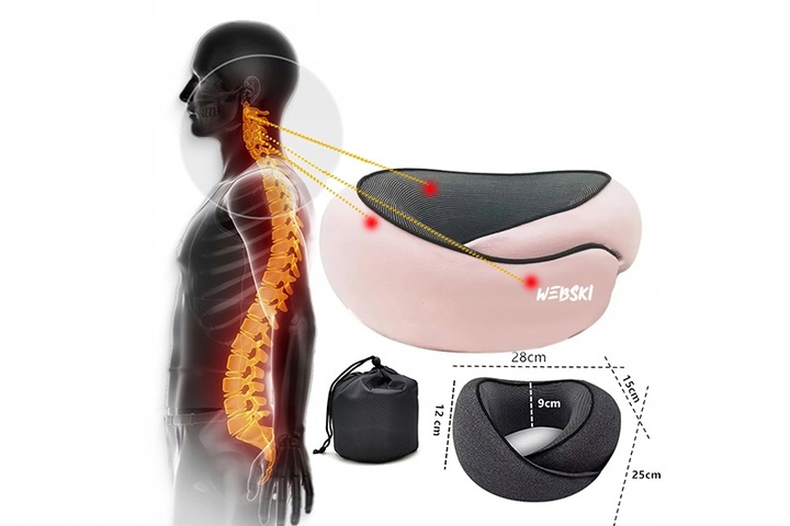 WYGODNA PODUSZKA ROGAL NA SZYJE MEMORY PIANKA PODRÓŻNA ZDEJMOWANA PODSZEWKA
