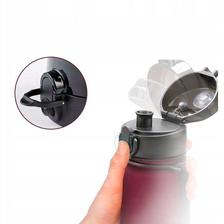 BIDON SPORTOWY 650ML TRITANOWA BUTELKA NA WODĘ Z MIARKĄ BPA FREE BORDOWA