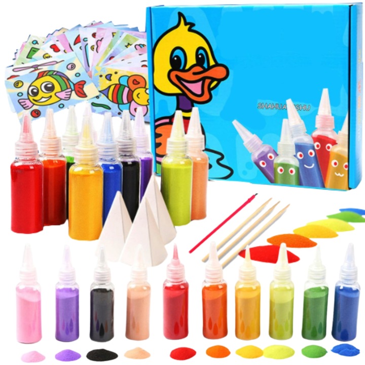 ZESTAW KREATYWNY DO MALOWANIA PIASKIEM SZABLONY DLA DZIECKA