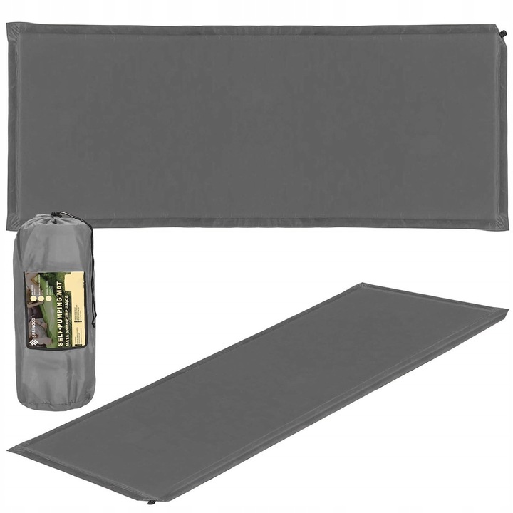 MATA SAMOPOMPUJĄCA KARIMATA 180x50cm MĘKKA SZARA GRUBA Z POKROWCEM MATERAC