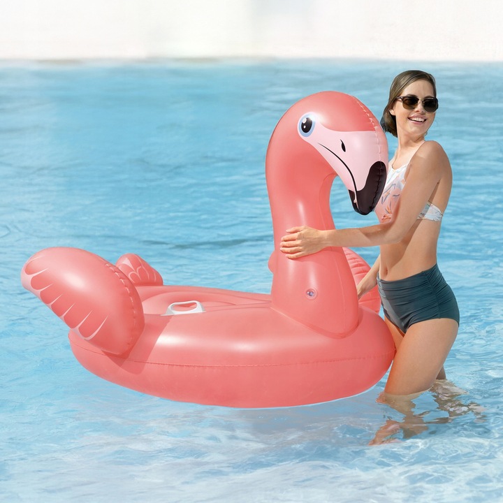 Materac Dmuchany Flaming GIGANT na Basen Plażę Uchwyty 168x120cm Bestway