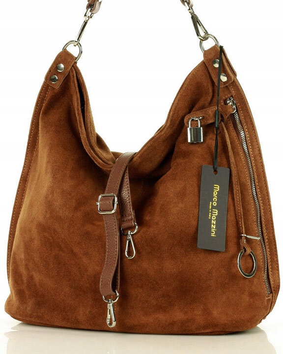 Torebka damska worek TORBA SKÓRZANA na ramię